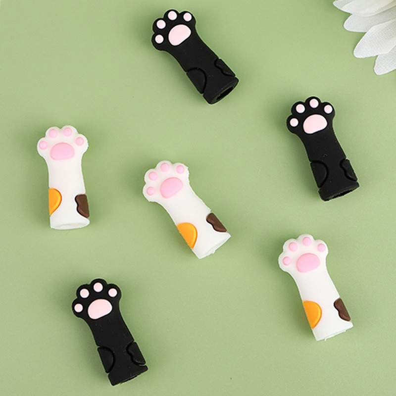 

5Pcs Kawaii Cat Paw Pencil Cap Cartoon Cute Silicone Pen Topper Covers For Kids Fun Pencil Extender Stationery School Supplies