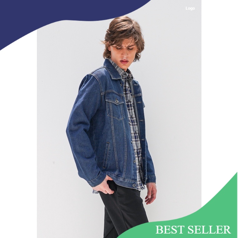 VALINO Jaket Denim Pria Biru Indigo - V-ALJO19-H5/ Spesial