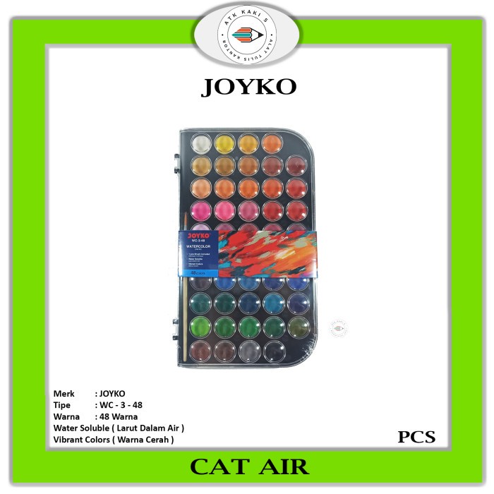 

JOYKO - Watercolor Set Cat Air WC-3 Isi 48 Warna - Pallet