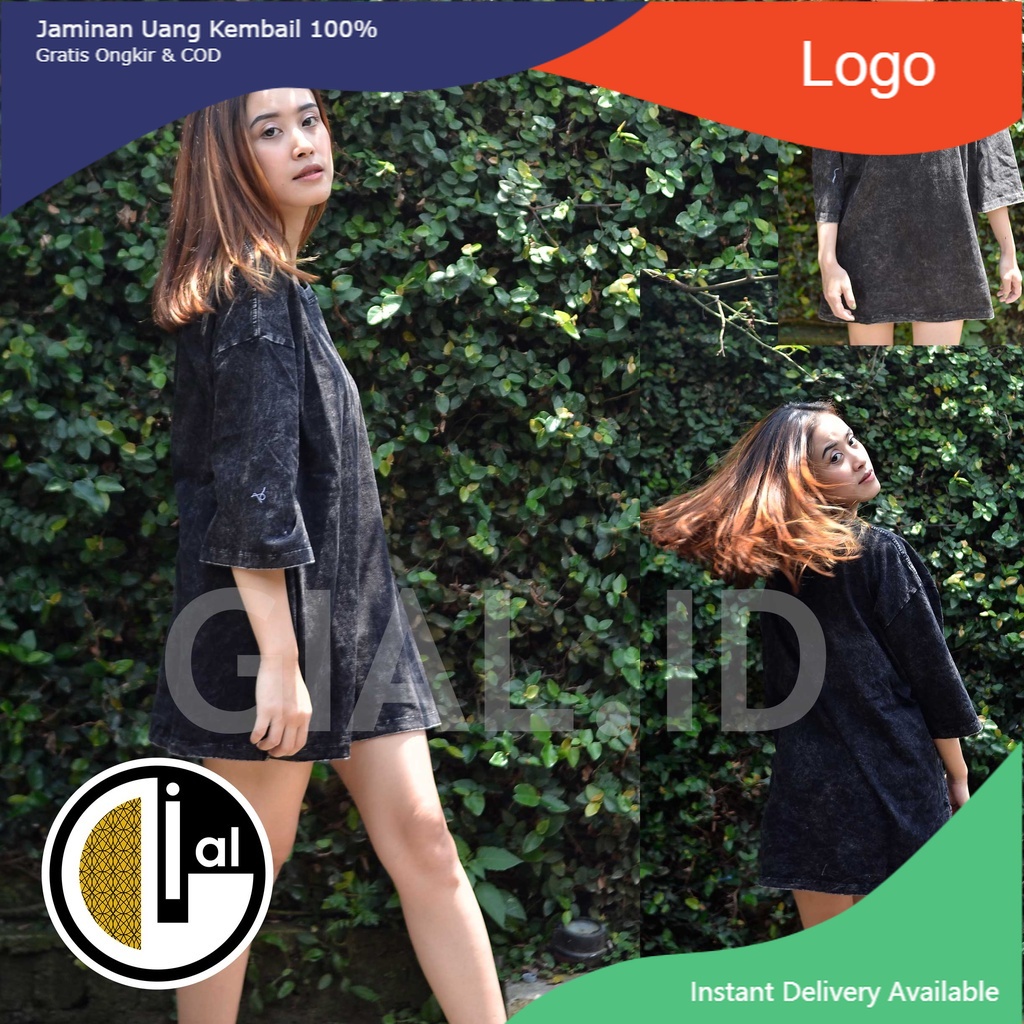 Basic Oversized tees Kaos washed oversize Hijab Friendly