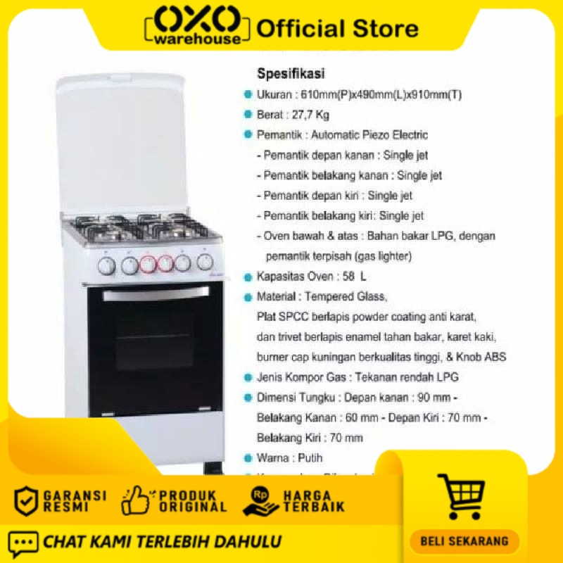 WINN GAS Kompor W 5060 A freestanding oven gas Garansi Resmi