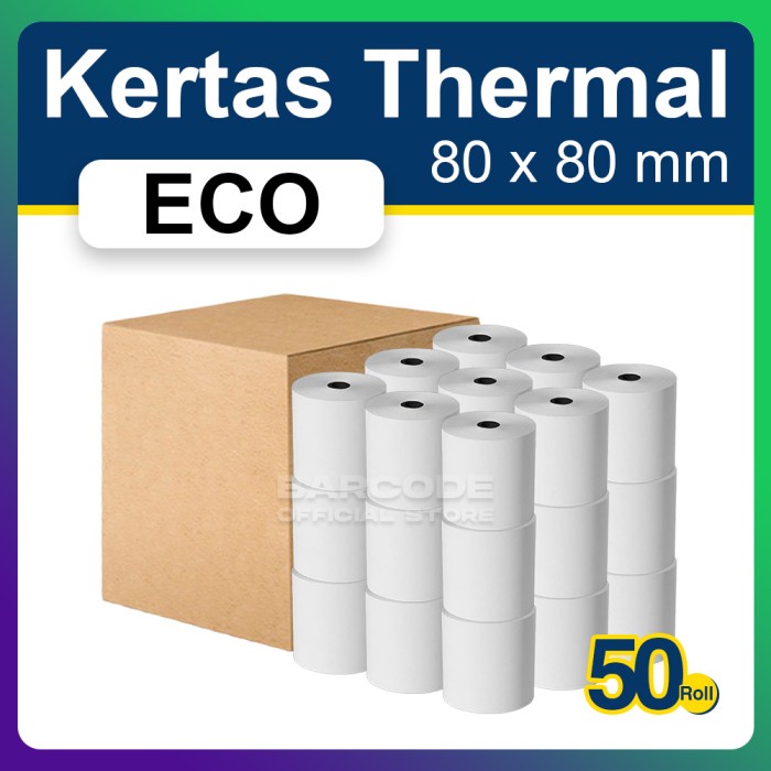 

1 DUS - KERTAS THERMAL CODESHOP 80 X 80 MM ROLL KASIR THERMAL 80MM - Codeshop 80x80 SS27