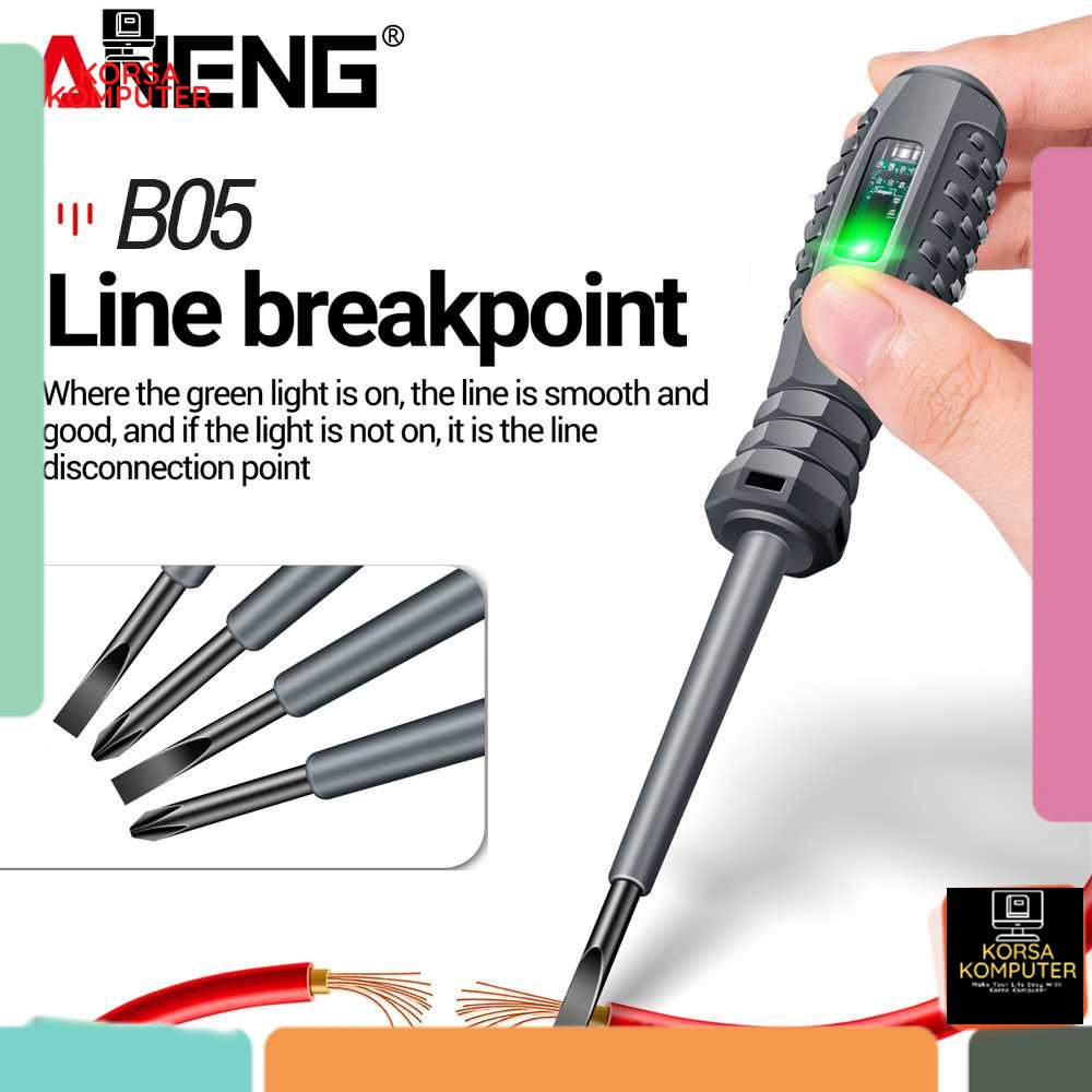 Tespen Listrik Obeng Tespen Tester Pen with Dual LED Indicator ANENG Original