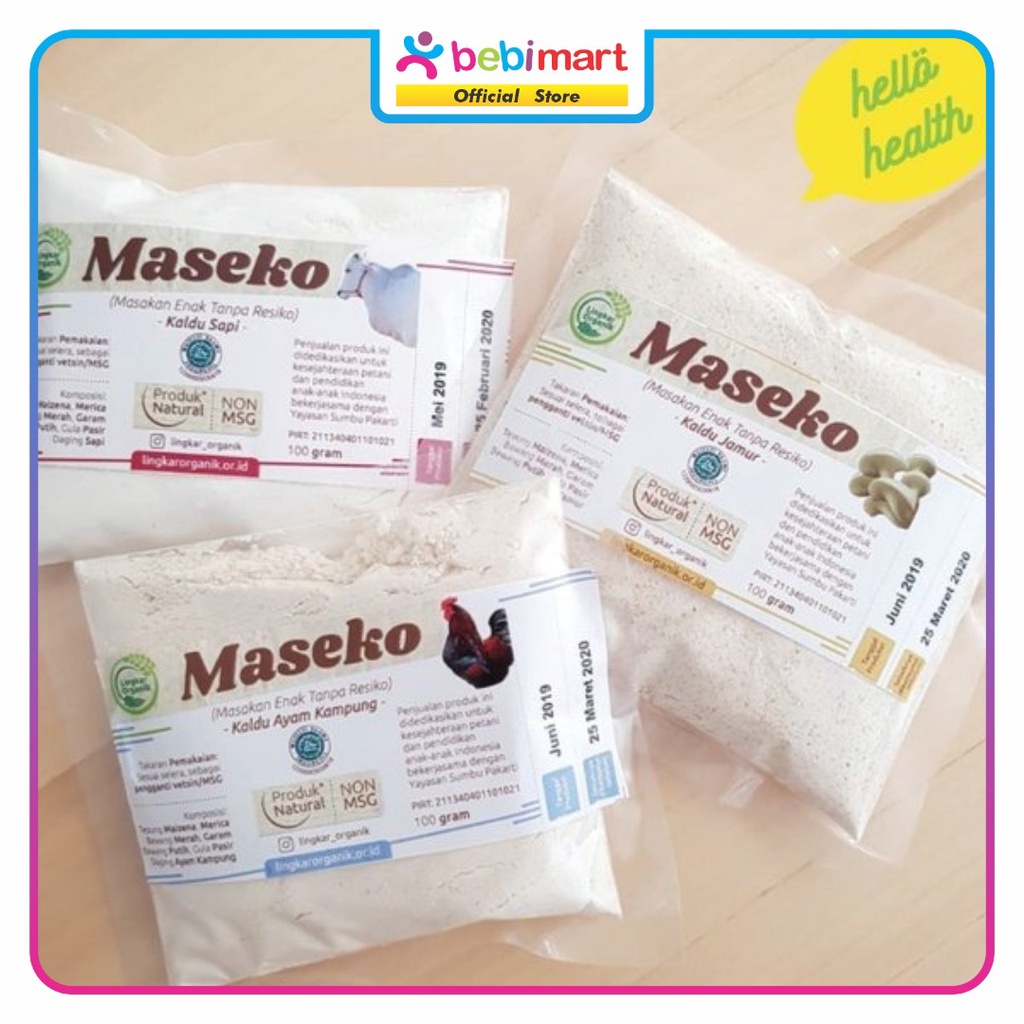 

Lingkar Organik - MASEKO kaldu non MSG-Refill- kaldu ayam kampung /kaldu jamur /kaldu jamur @100gram
