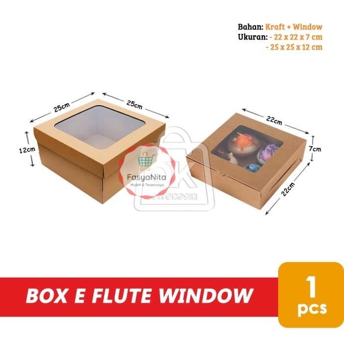 

Dus Box Kotak Eflute Window Mika / Box Kue Packing Coklat Kraft 1 pcs - 22x7cm - FasyAnita Mart Denpasar