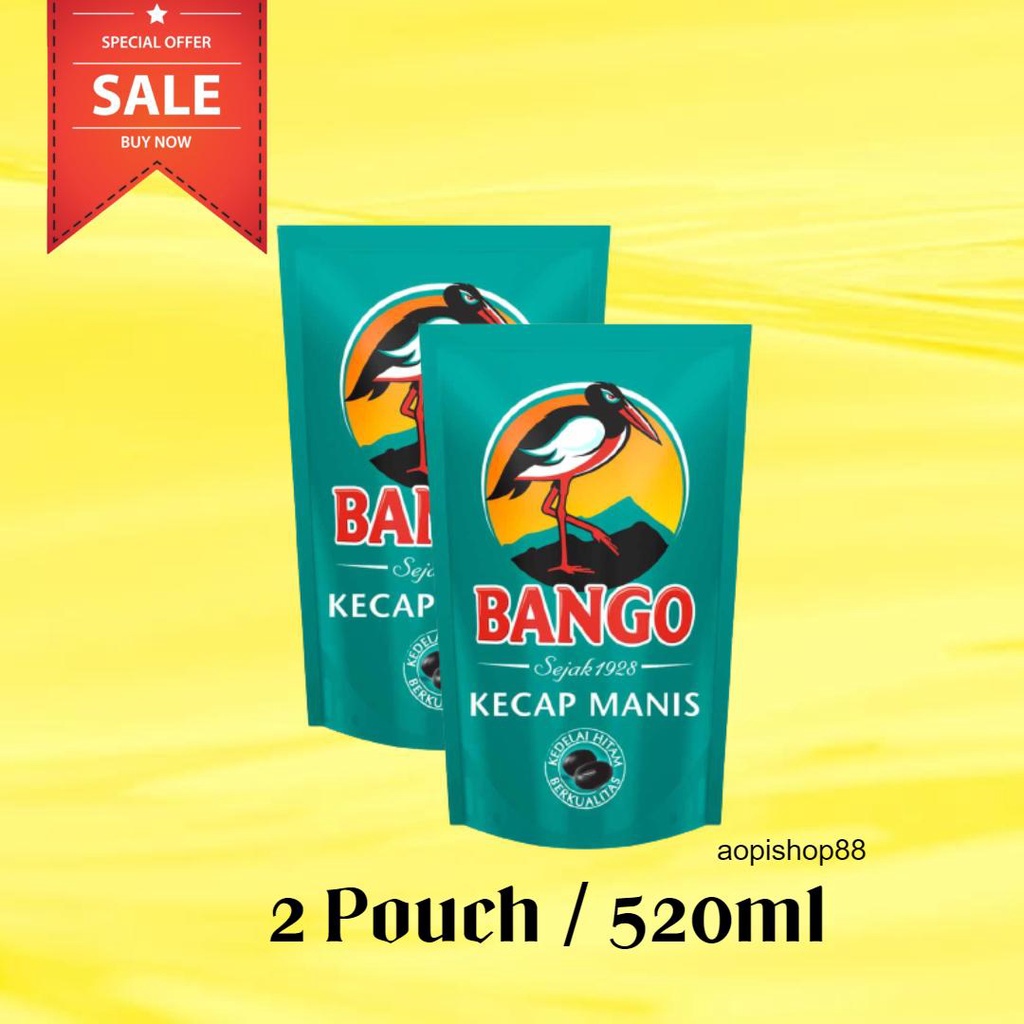 

KECAP MANIS BANGO 2 POUCH UKURAN 520ML / KECAP BANGO MANIS - HOPISHOP88