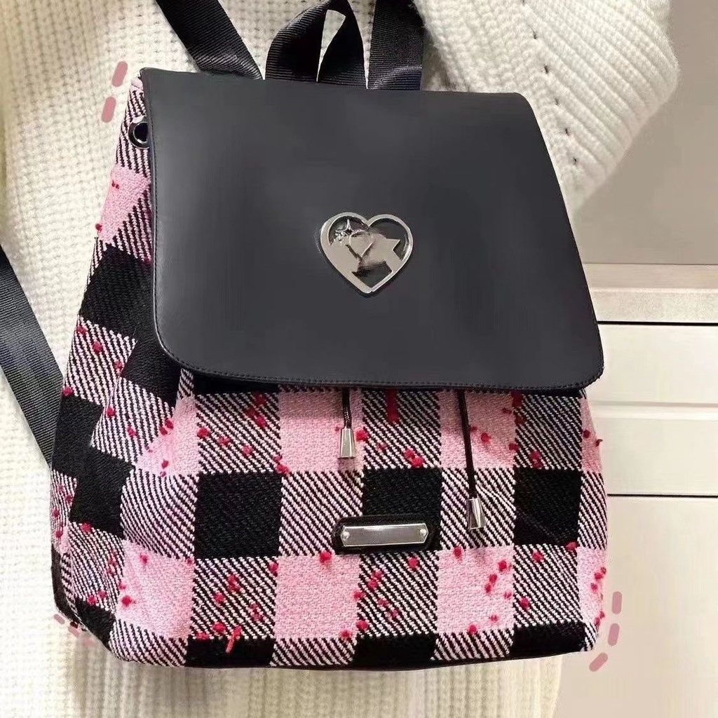 tas import asli 0Ransel Gaya Baru 2023 Tas Wanita Gaya Kuliah Ransel Kapasitas Besar Kulit Bermotif 