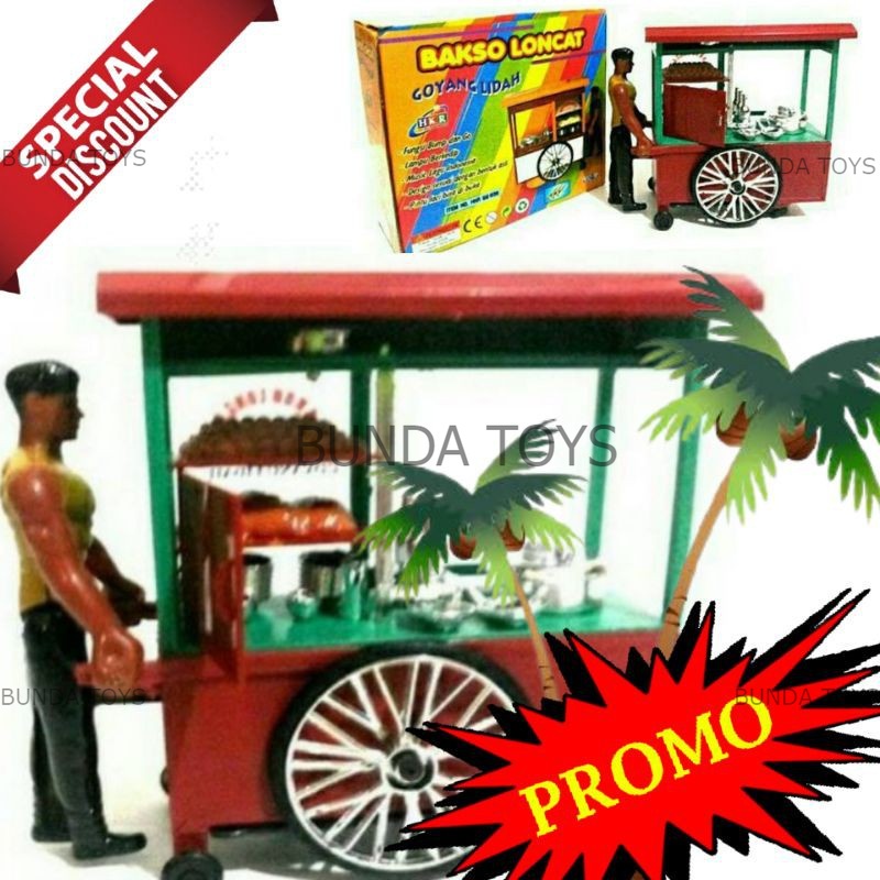 Mainan abang tukang bakso /bakso gerobak dorong/ musik, gerak dan lampu