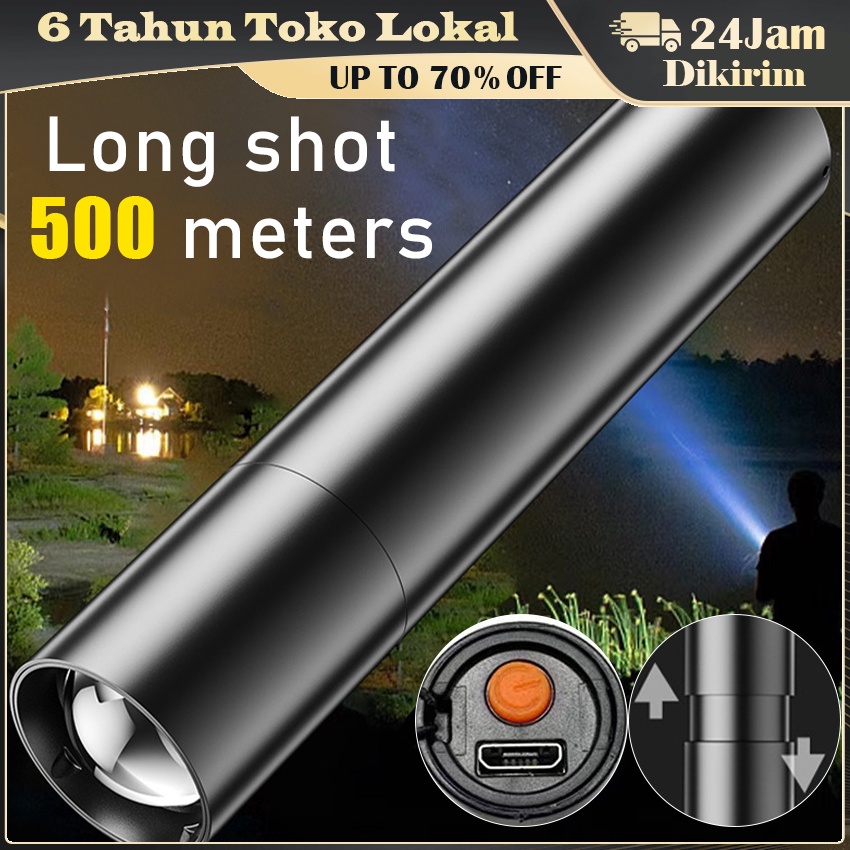 Senter Mini / Lampu Senter Led Mini / Senter LED MINI Portable Super Terang Jarak Jauh Usb Rechargea