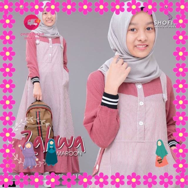 BAJU MUSLIMAH ANAK PEREMPUAN GADIS WANITA GIRLS MOTIF CUANTIK / ZAHWA DRESS KIDS Baju Gamis Anak Rem