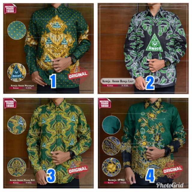 Kemeja Batik Ansor dan IPNU Nasional lengan Panjang Kemeja batik nu Kemeja nu lengan panjang
