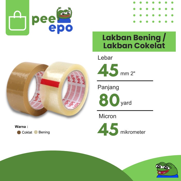 

Lakban Bening / Lakban Cokelat 45 mm x 80 Yard Master Pack Indonesia