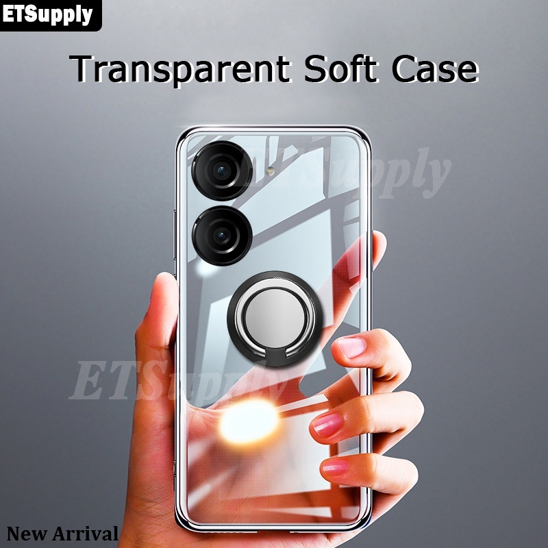 Phone Case Asus Zenfone 10 9 12 Ultra Back Cover Transparent Clear Ring Stand Softcase Anti-drop Cov