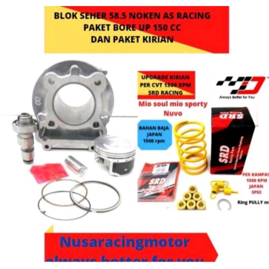 PAKET BORE UP 150 CC MIO KARBU MIO J SOUL GT MIO M3 SOUL GT 125 FINO FI BLOK SEHER 58.5 NOKEN AS RAC