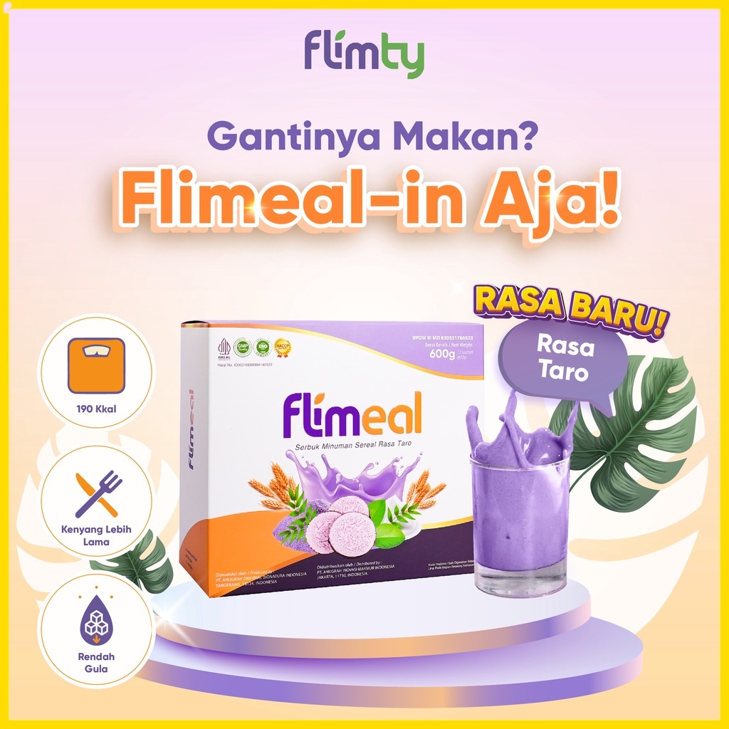 FLIMEAL 1 BOX TARO ISI 12 SACHET HALAL BPOM MEAL REPLACEMENT RASA TARO ISI 12 SACHET SUSU DIET