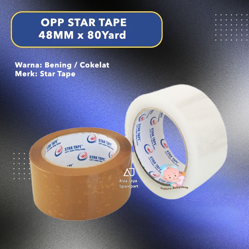 

STAR TAPE 2inch 48MM x 80Yard OPP Lakban Bening Lakban Coklat