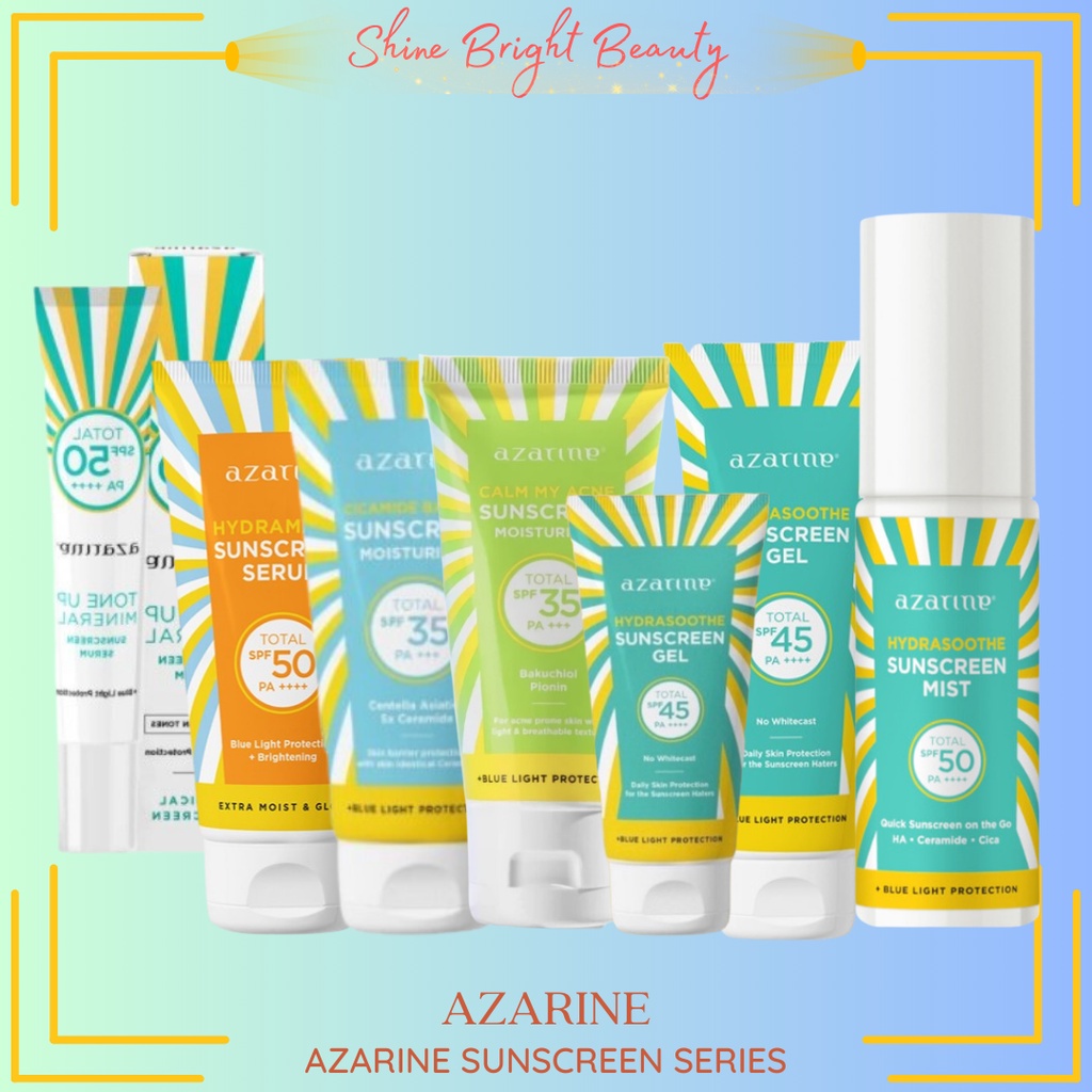 Azarine Hydrasoothe Sunscreen Gel Mist SPF 50 PA++ Hydramax-C Suncreen Serum SPF50 PA++++ 40ml 30ml 