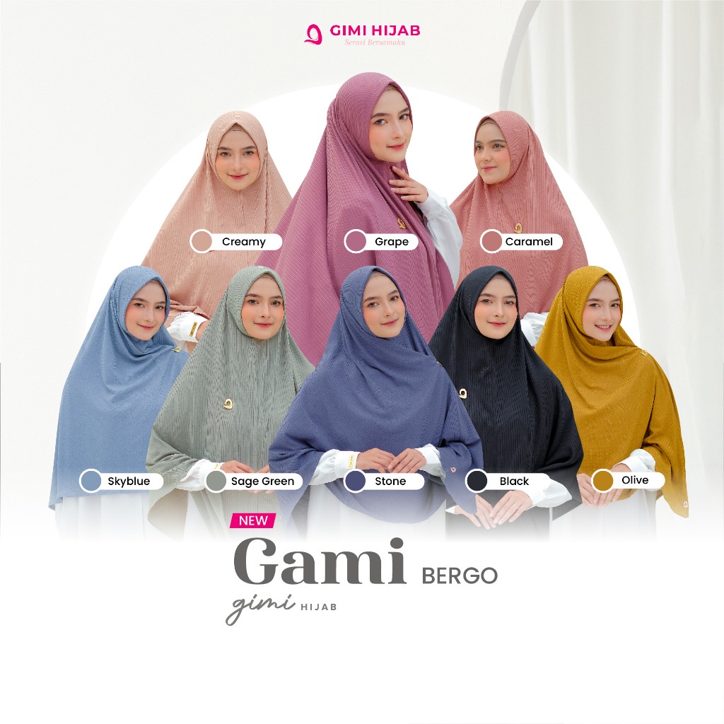 Gimi Hijab Gami Bergo Stone - Bergo Premium Wanita Muslim Muslimah Hijab Basic Polos Instant Terbaru Bahan Gretta Knitt Warna Stone Kerudung Instan Pet Tebal Elegan Cantik Mewah Syari Kualitas Butik Best Seller-1