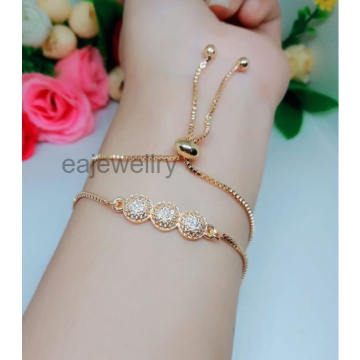 Gelang Serut Emas Permata 3 Asli Realpict 24 Karat