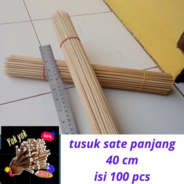 Tusuk sate bambu panjang 40cm isi 100pcs | Tusuk sate cumi