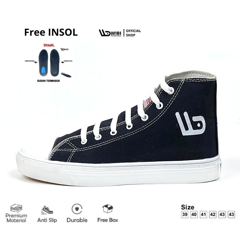 Sepatu Casual Sneakers HIGH SCHOOL Pria Wanita Wibi SP24-01 Hitam