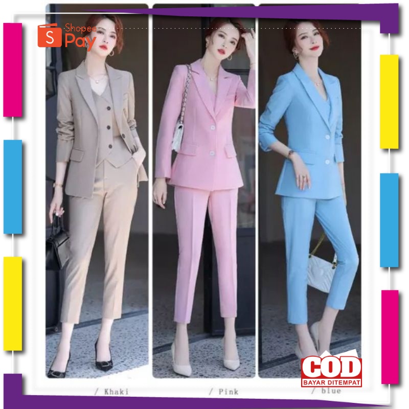 PREMIUM KOREAN STYLE / SETELAN BALZER WANITA / SET JAS FORMAL WANITA / SETELAN BLAZER CEWE