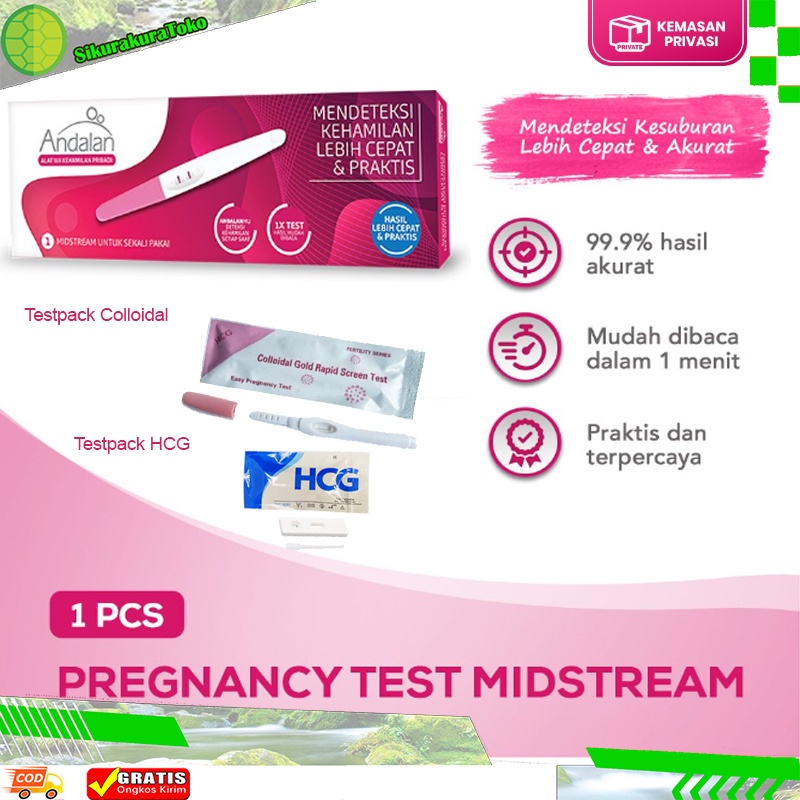 5A. Test pack kehamilan Andalan Pregnancy Test Midstream alat uji kehamilan Pribadi Testpack HCG Col