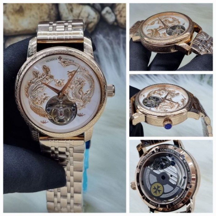 Selly,,, JAM TANGAN PRIA MEWAH DRAGON TURBILON AUTOMATIC 43MM