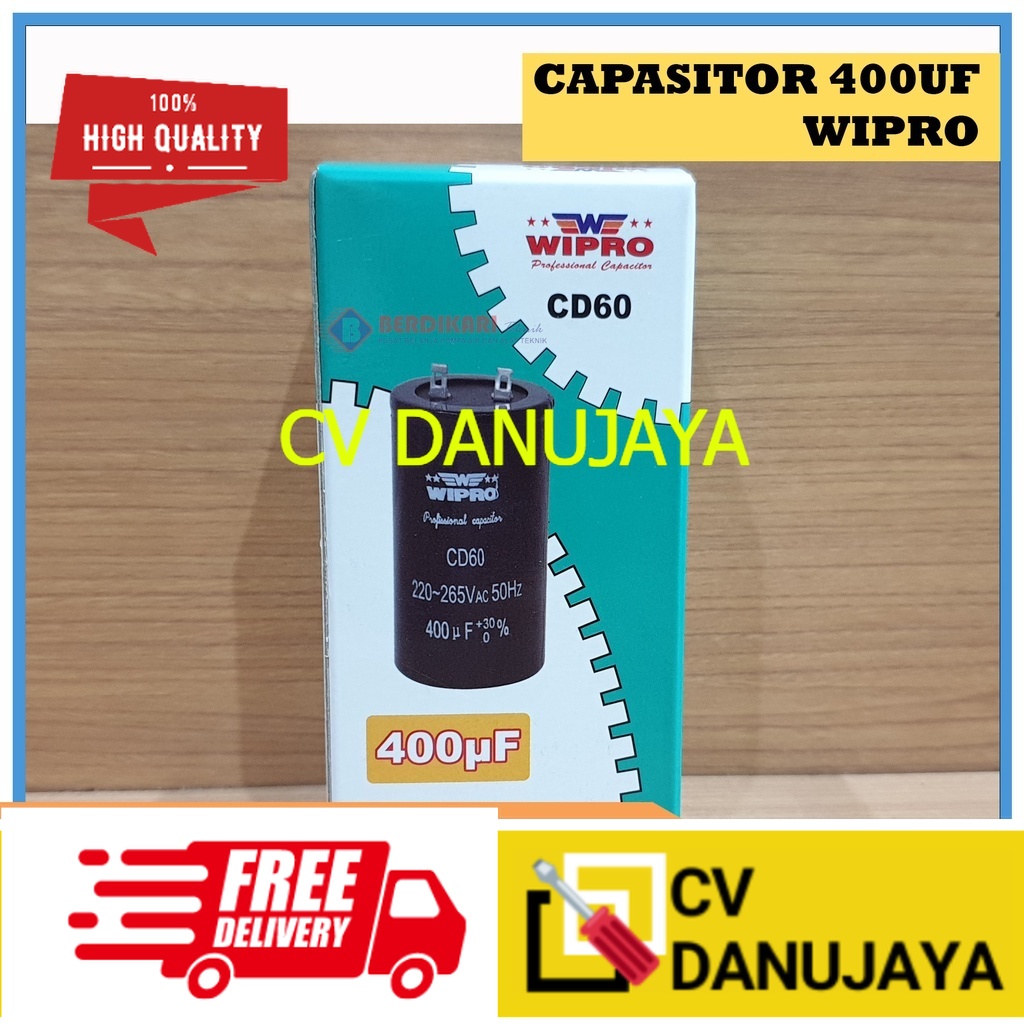 Kapasitor / Capasitor Bulat Electro Motor Listrik Dinamo Wipro 400uf