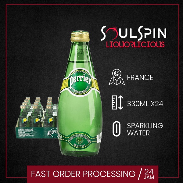 

Perrier Original Sparkling Mineral Water 330ml [ dus isi 24 botol ] Khusus Instan - Only Instant