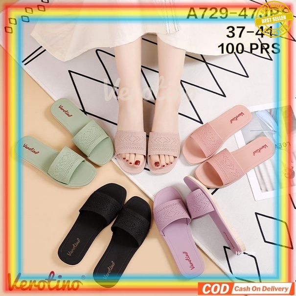 A729-47J Sandal Selop Karet Jelly Wanita Verotino Sendal Slop Cewek Motif Rajut Rajutan Glanzton
