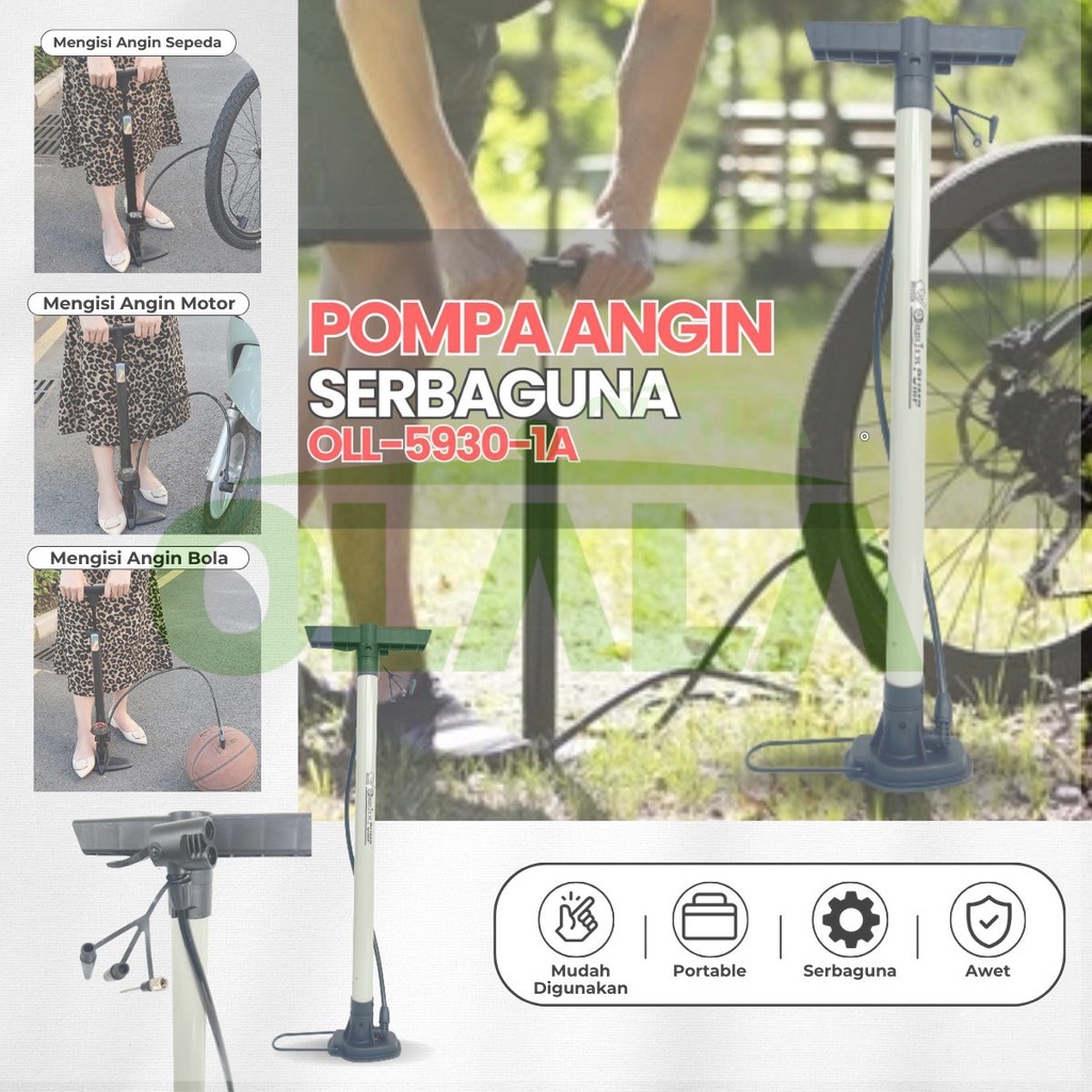 【COD】Pompa Angin Sepeda Manual Pompa Ban Motor Pompa Tangan Multifungsi OLL-5930-1A