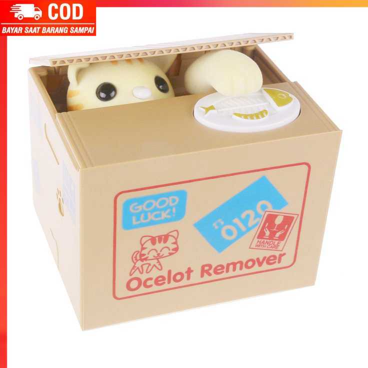 ( 100% BARANG ORI ) Ocelot Remover Celengan Kucing Lucu Steal Money Cat Piggy Bank - 0120
