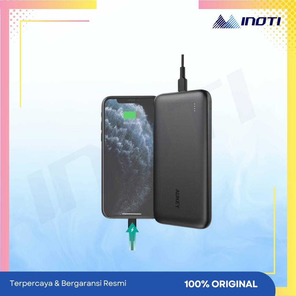 AUKEY Powerbank PB-N73S-BK 10000mAh USB C 20W PD 3.0 Slim Portable - Hitam