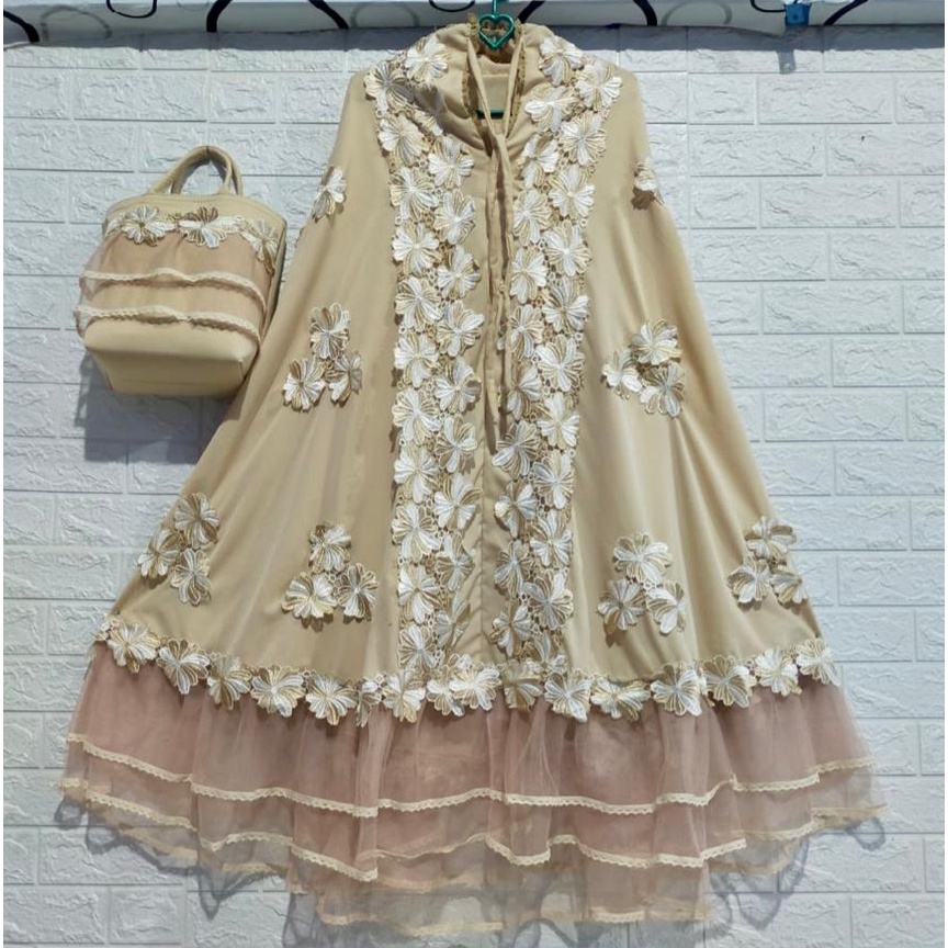 Mukena Dewasa Renda Mewah Terbaru Bahan Sutra Superslik Mukena Brukat// MUKENA / MUKEAN POUCH / MUKE