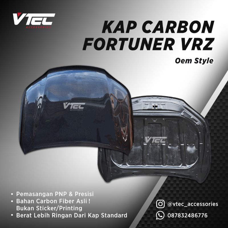 Kap Mesin Carbon Fortuner VRZ Oem Style