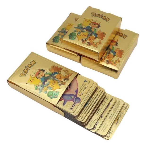 Kartu Koleksi Pokemon bahan Metal / Trading Card Pokemon Rainbow/Gold/Silver/Black English version