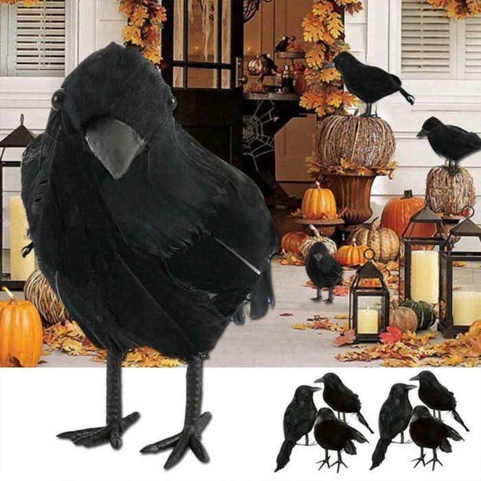 burung gagak hitam palsu dekorasi hiasan halloween crow bird
