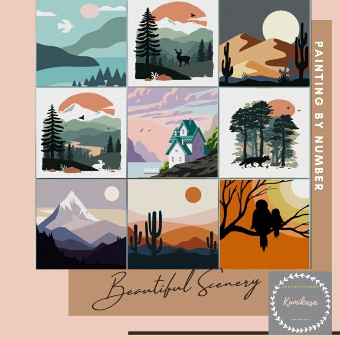 

promosi DIY painting by number 20x20cm kerajinan tangan BEAUTIFUL SCENERY