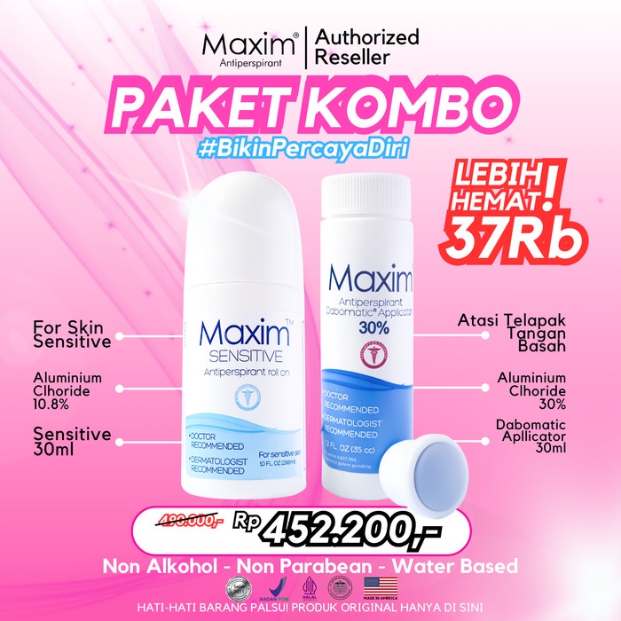 [PAKET COMBO] Maxim Antiperspirant Roll On + Maxim Dabomatic