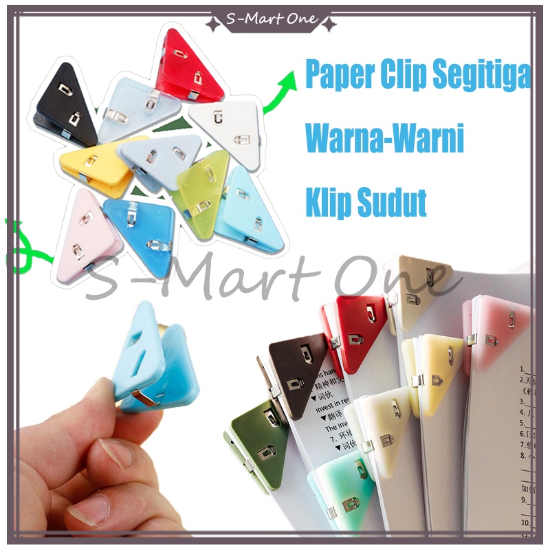 

【Harga grosir】15pcs Klip Sudut Kertas Segitiga Warna Warni/Penjepit Buku Akrilik Penjepit /Klip Binder/Acrylic PP Clip Book Clip