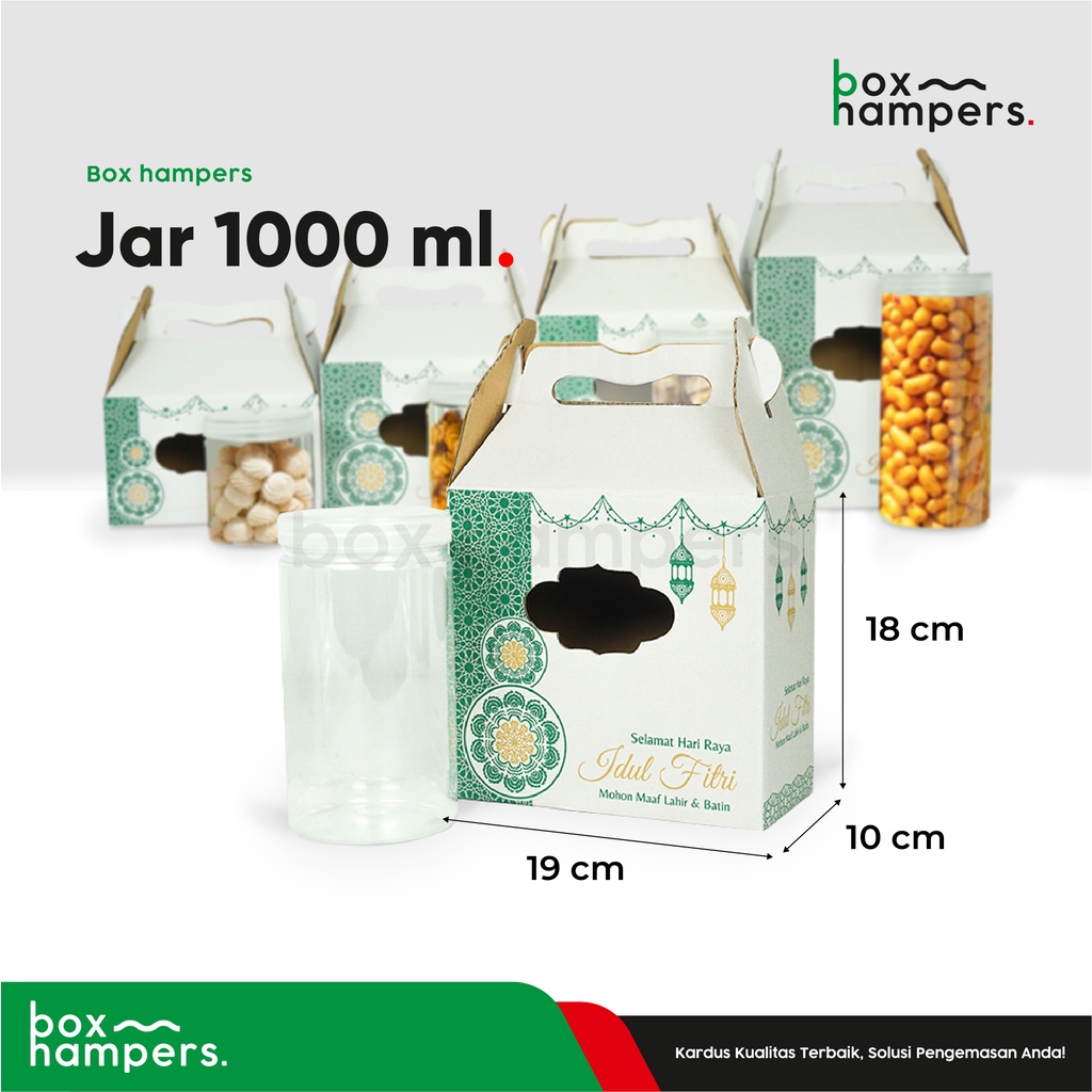 

Box 19x10x18 JAR 1000 MLml Isi 2 Toples Bulat Kardus/packing/kemasan/Kue Kering/boxkuker/Jar 1000 ml/Jar1000gr/hampers/idul fitri/Iedmubarak/Tinggi18