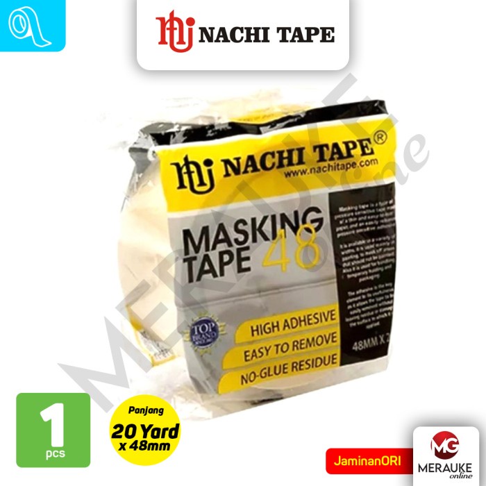

NACHI Masking Tape / Lakban Kertas 48mm x 20 Yards Cream