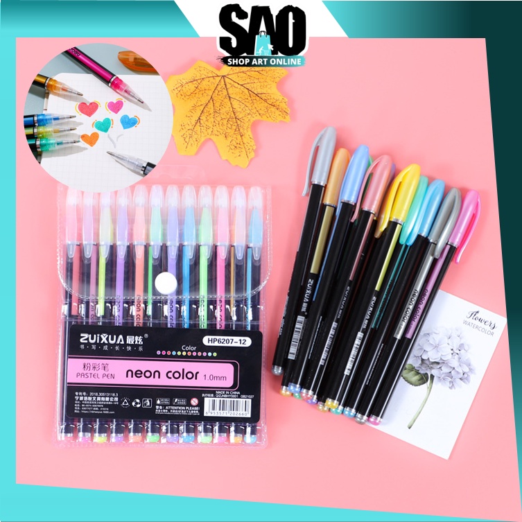

SAO - S6076 Pulpen Gel Glitter / Pulpen Warna-Warni Tinta / Pen Gel Color 12 PCS