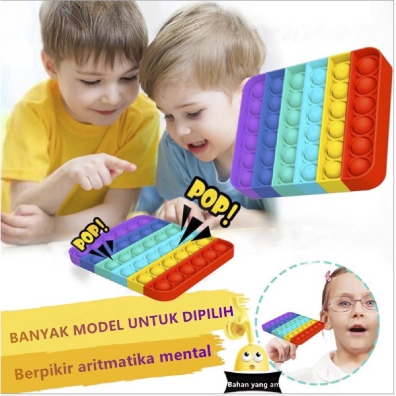 (GL) POP IT Mainan anak Murah / Fidget Push Pop It / Pop It Pereda Stress / Popit Puzzle Rainbow Tat