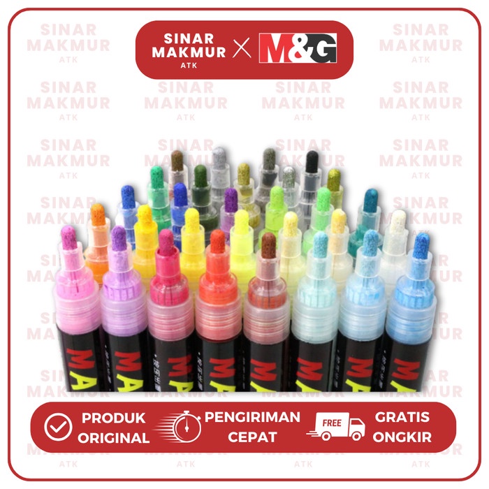 

Acrylic Marker/Spidol Akrilik Multipurpose 30 Warna M&G (Pcs)