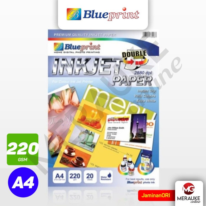 

Kertas Foto BLUEPRINT Inkjet Double Sided A4 220gsm 20s