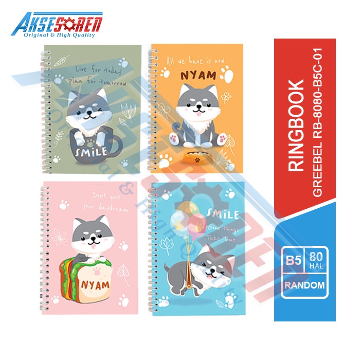 

Aksesoren Notebook Ring Greebel B5 / Buku Cacatan Diary / Ringbook / Planner Binder Lucu Unik