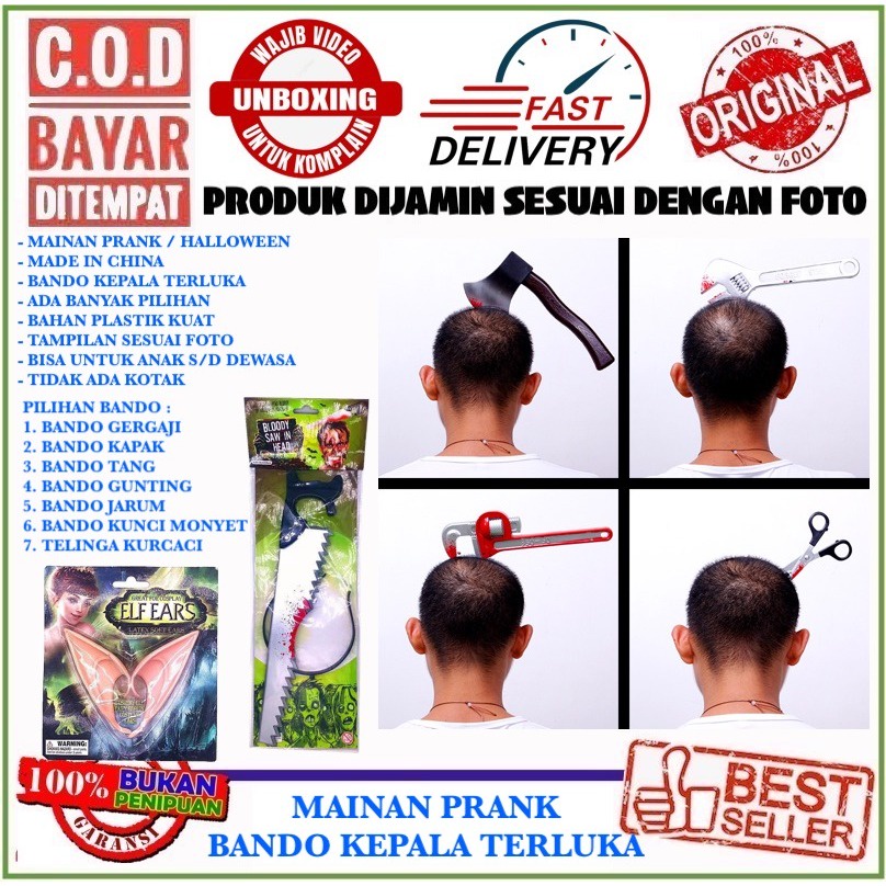 PRANK BANDO PRANK HALLOWEEN COSPLAY PESTA HALOWEN PARTY KEPALA TERLUKA