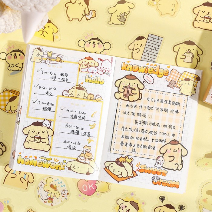 

[LOGU] Stiker semi transparan PET Cinnamoroll Kuromi Bt21 kartun lucu
